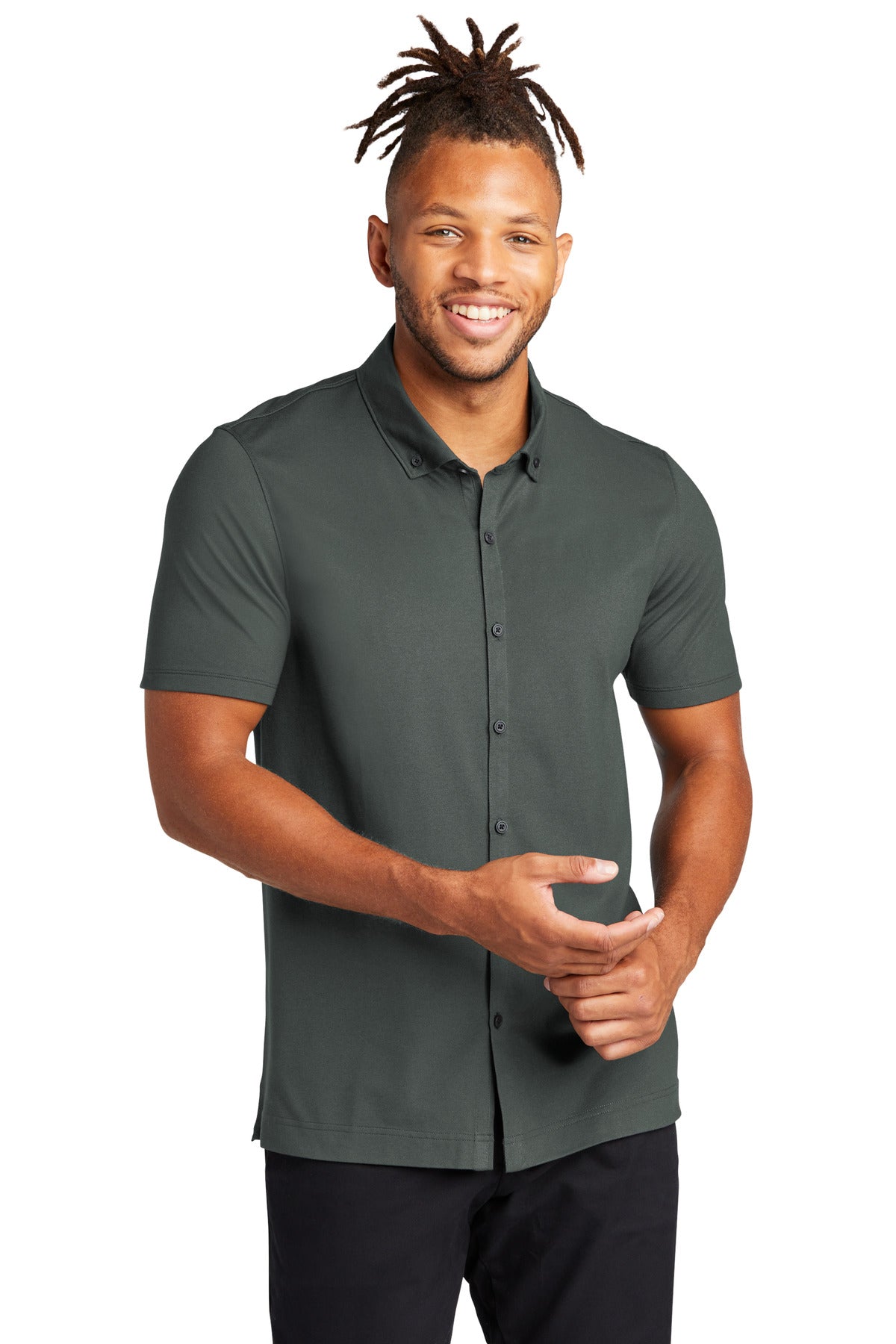 Mercer+Mettle® Stretch Pique Full-Button Polo MM1006